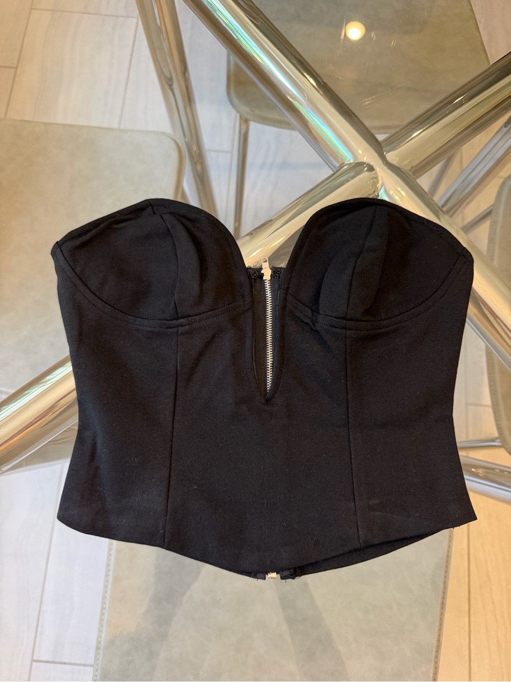 Strapless Plunge Black Corset Bustier Top - Classic Women's Evening Top